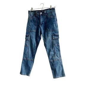 KanCan Women’s Cargo Jeans Size 26 Medium Wash Stretch Back Flap Pockets